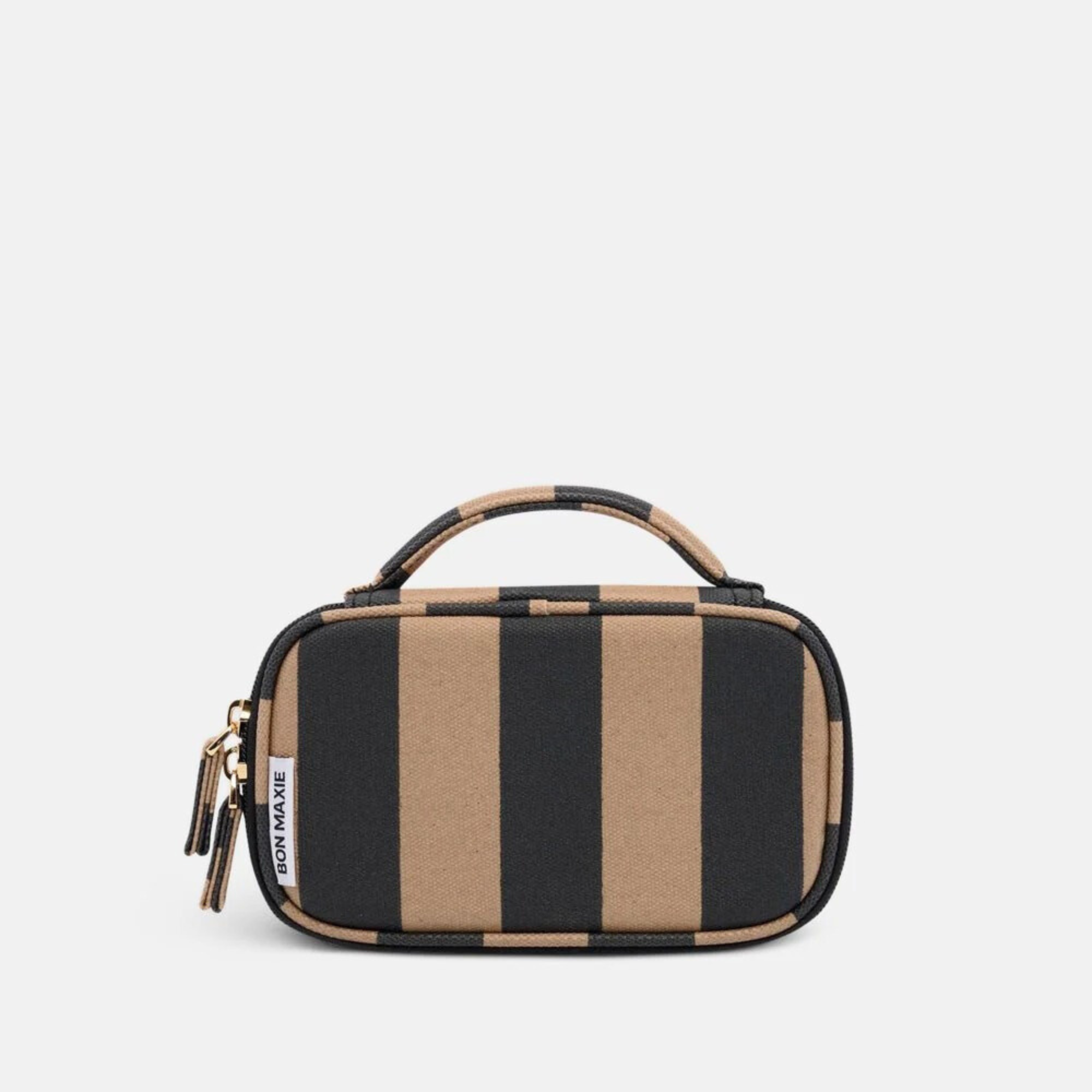 Handy Handle Case in signature coated canvas -- Tan/Black Stripe