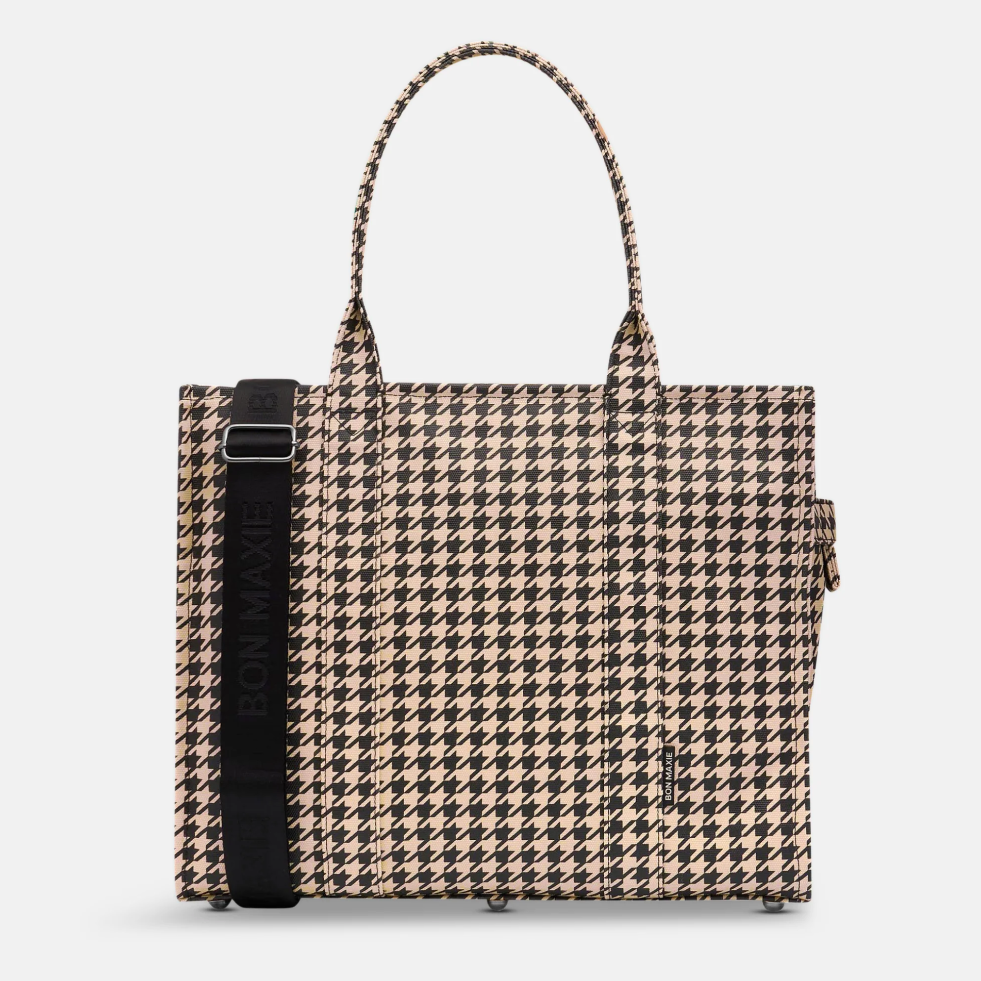 Large Structured Tote Bag in signature coated canvas -- Houndstooth