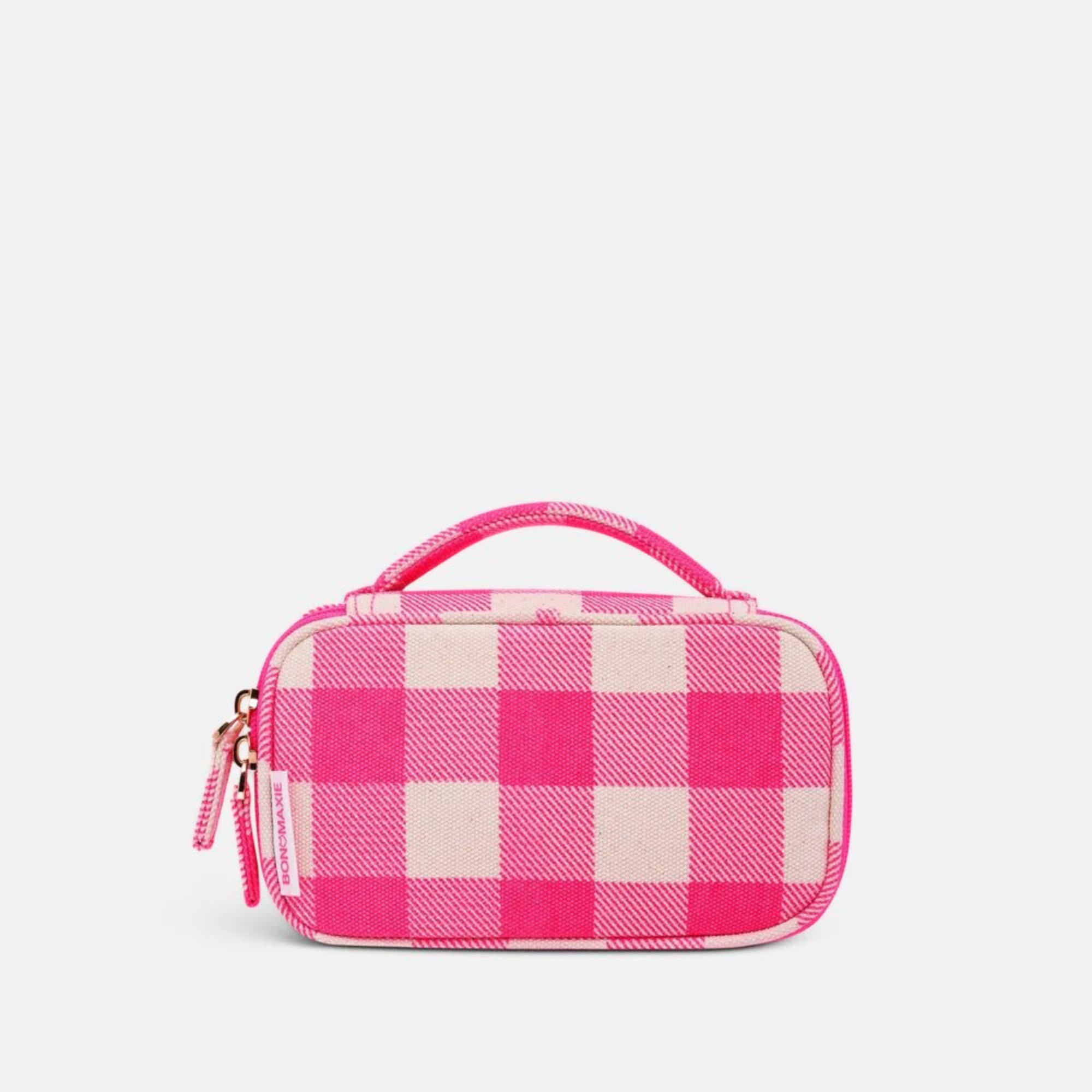 Handy Handle Case in signature coated canvas -- Neon Pink Gingham
