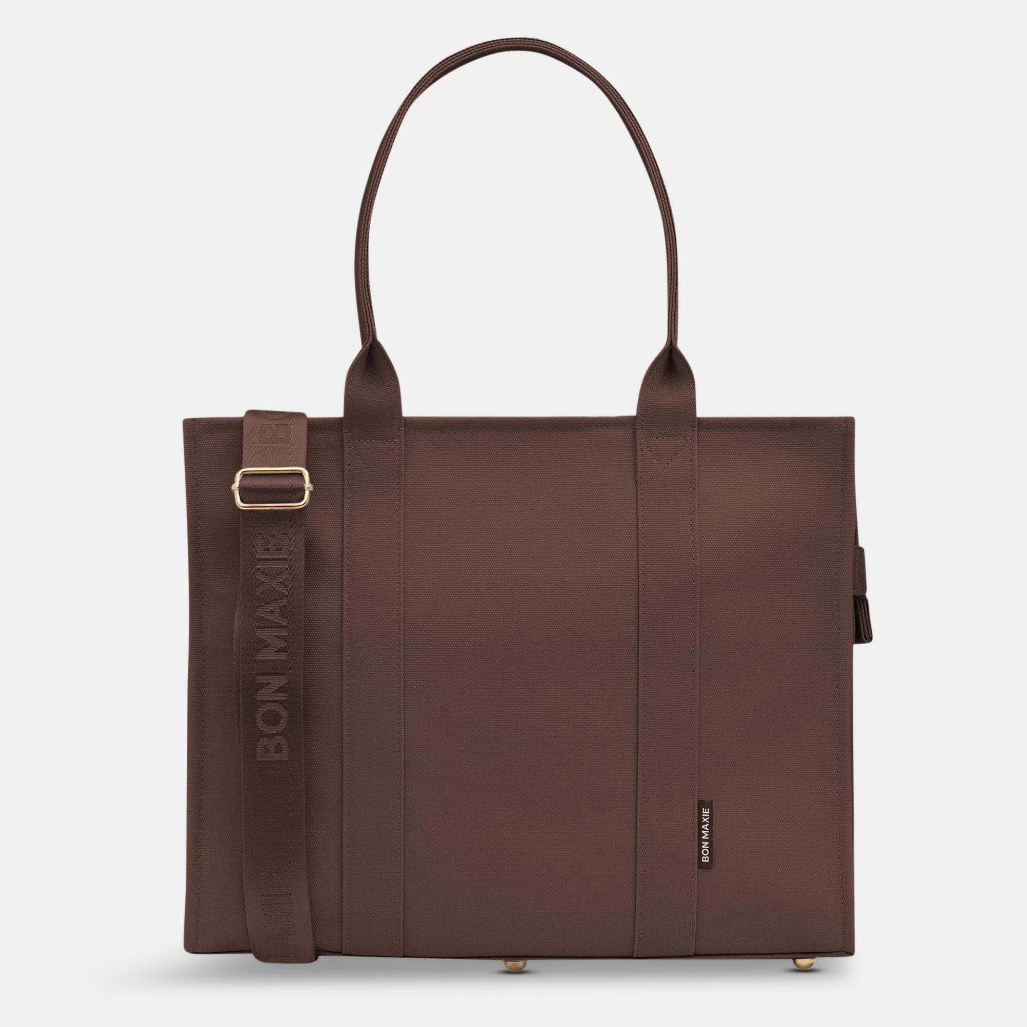 Large Structured Tote Bag in signature coated canvas -- Chocolate