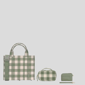SAVE $69—Small Tote + Handy Handle Case + Mini Wallet Bundle -- Sage Gingham