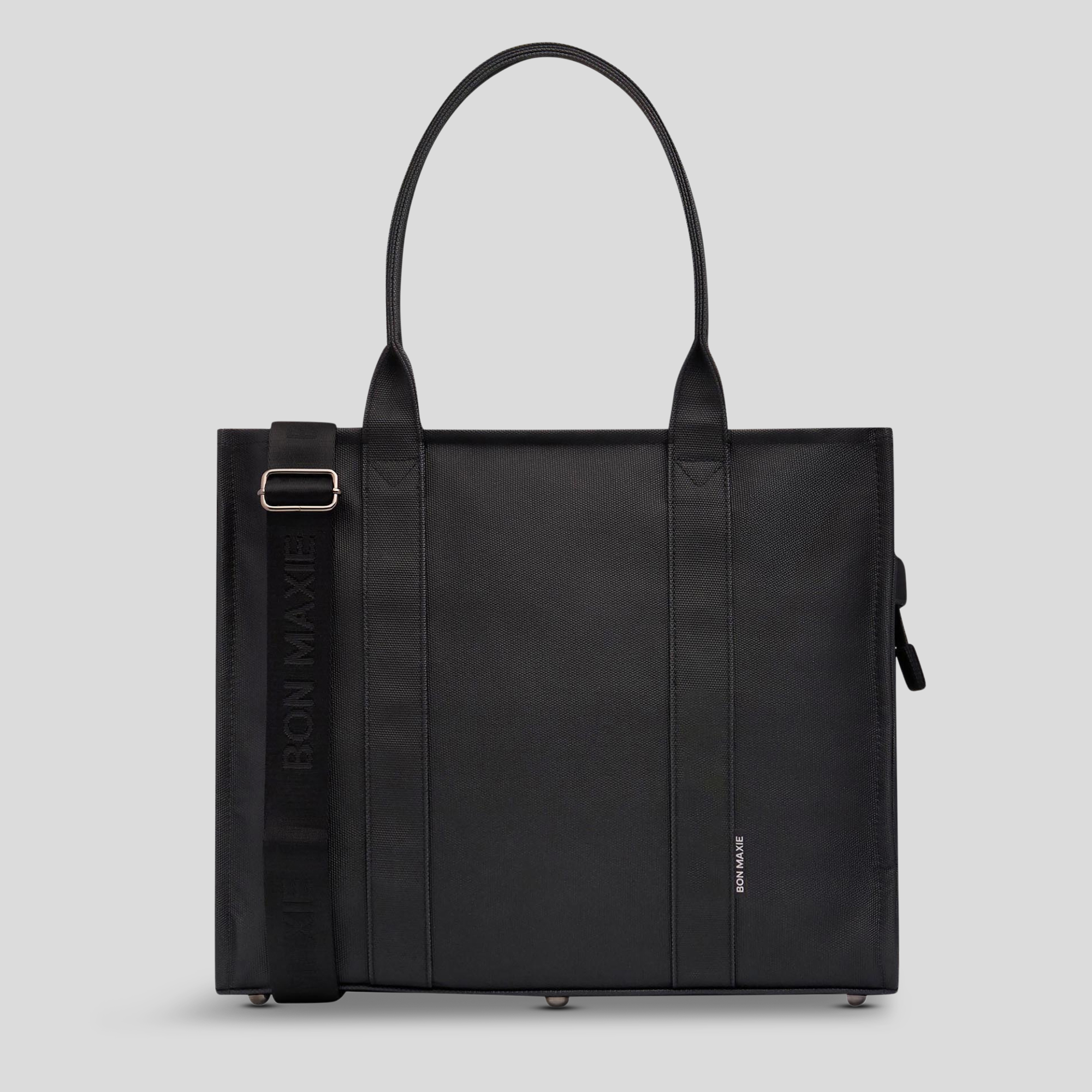 Large Structured Tote Bag in signature coated canvas -- Black