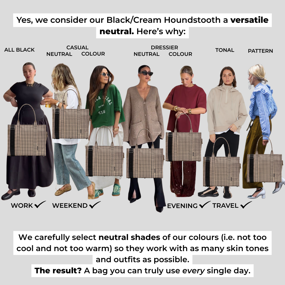 Large Structured Tote Bag in signature coated canvas -- Houndstooth