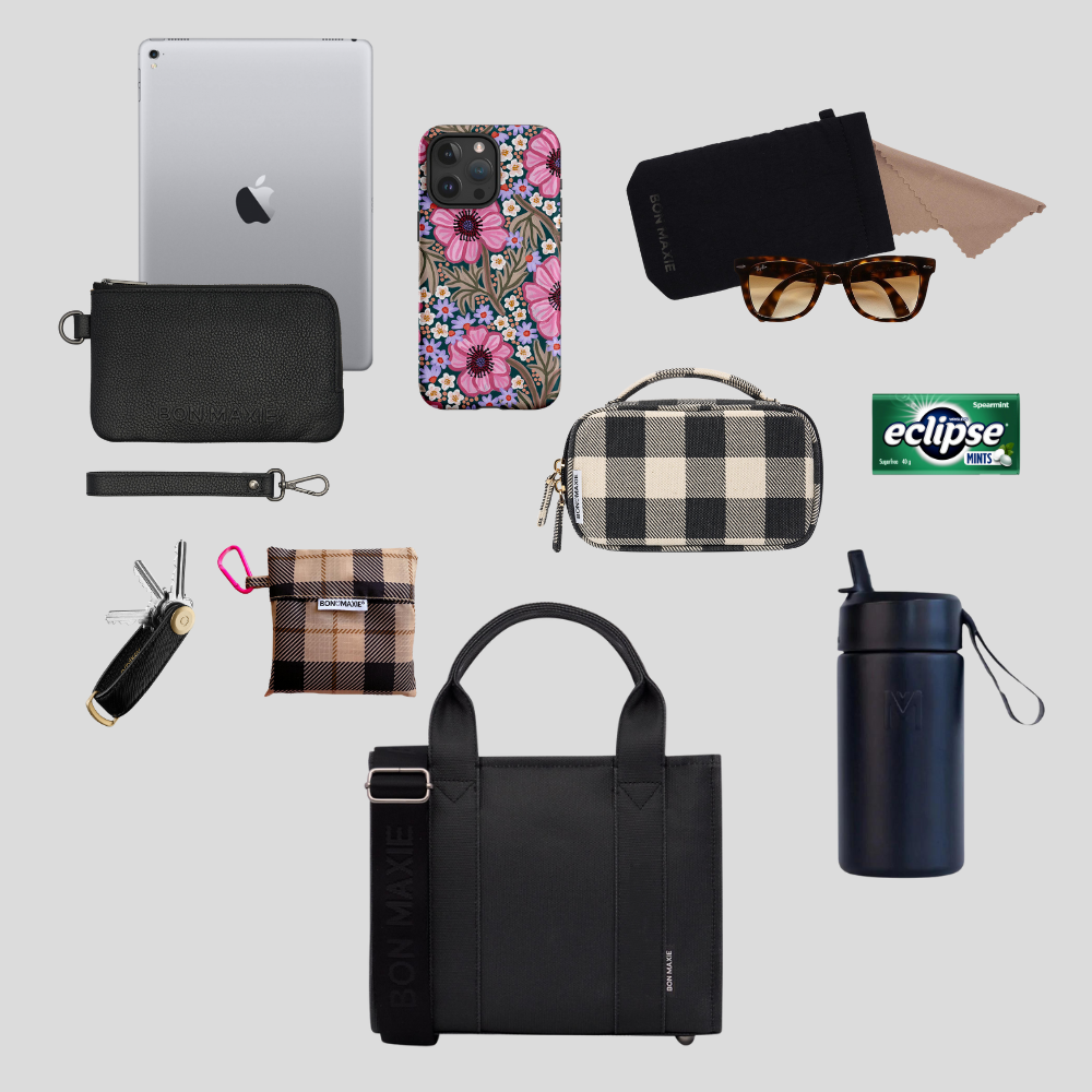 Micro Structured Tote Bag in signature coated canvas -- Houndstooth