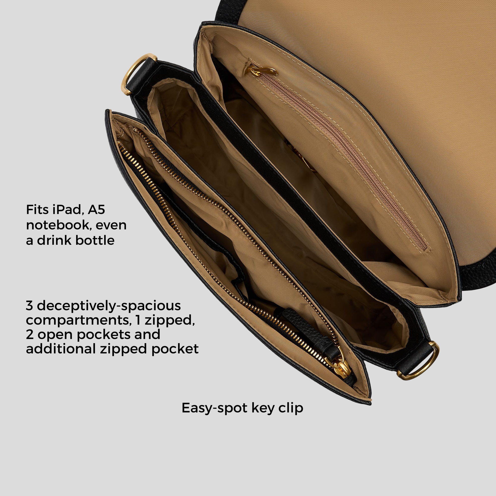 Tryhard Crossbody Bag in pebbled leather -- Tan