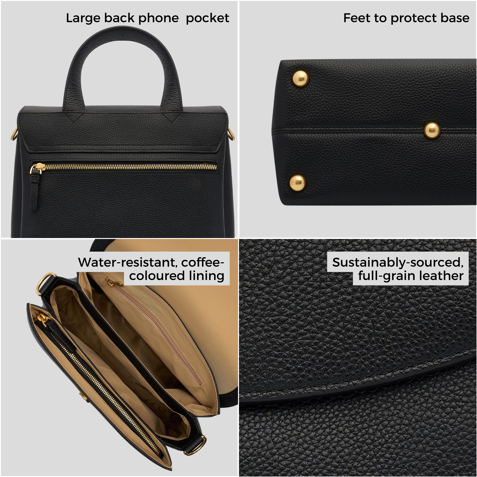 Tryhard Crossbody Bag in full-grain pebbled leather -- Black