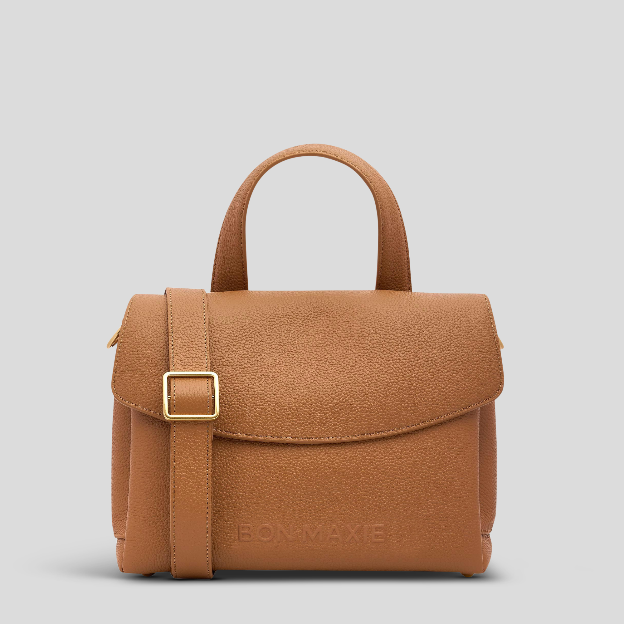 Tryhard Crossbody Bag in full-grain pebbled leather -- Tan