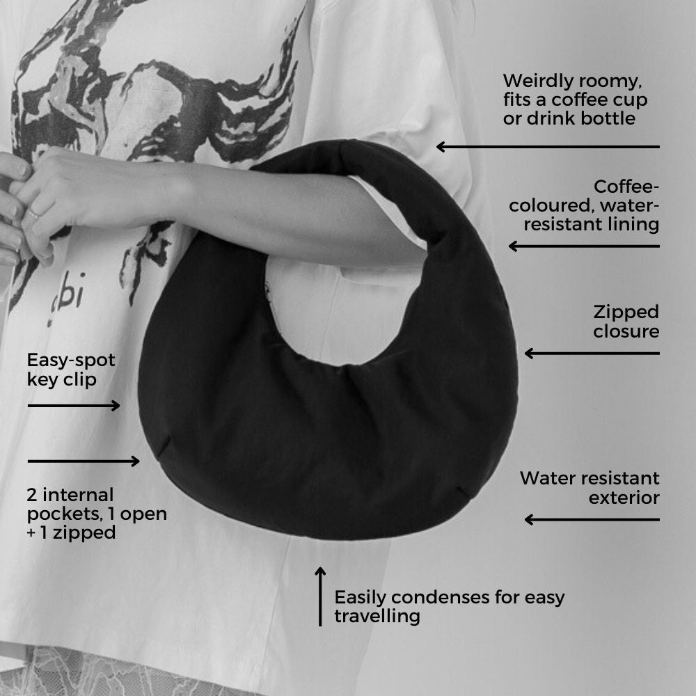 Crescent Handle Bag in technical nylon - Black