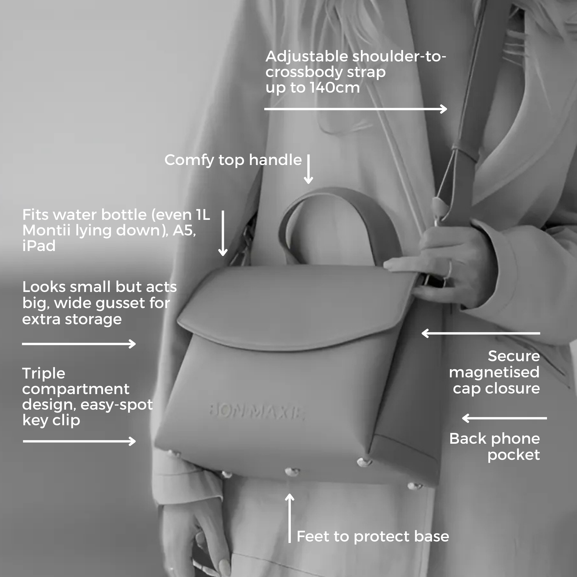 Tryhard Crossbody Bag in pebbled leather -- Tan