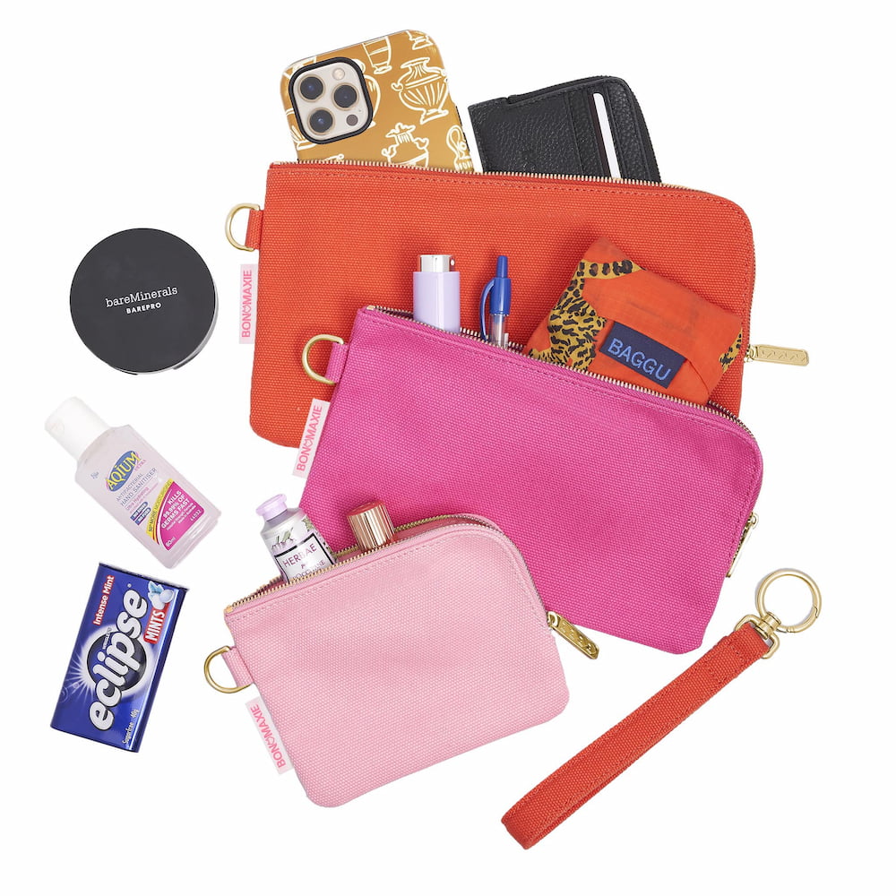 Bon Maxie Bag Accessories Handy Organiser Pouch Set of 3 - Pink/Red