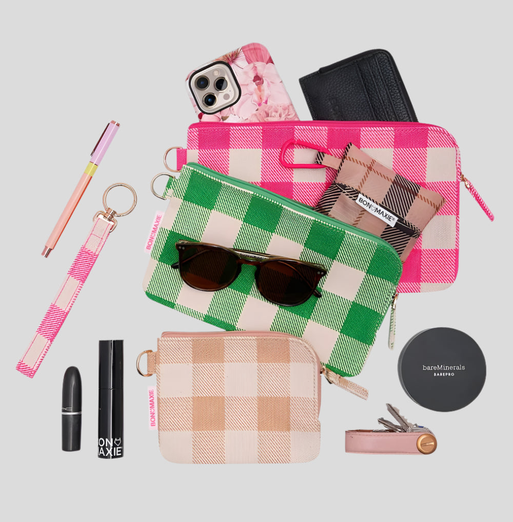 Bag Buddies Organiser Pouch Set - Colour Gingham Handy Pouches + Cases