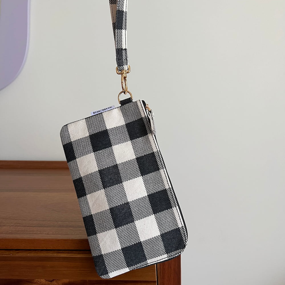 Bag Buddies Organiser Pouch Set - Black Gingham Handy Pouches + Cases