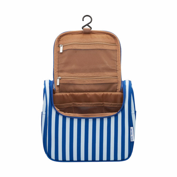 Bon Voyage Travel Toiletry Bag in Blue Stripes Cosmetic Vanity Case BON MAXIE