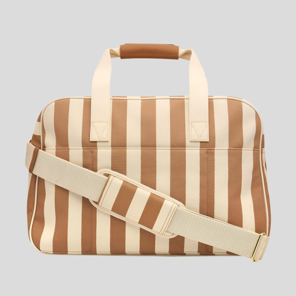 Bon Voyage Weekender Bag - Coated Tan Stripe Canvas Bags