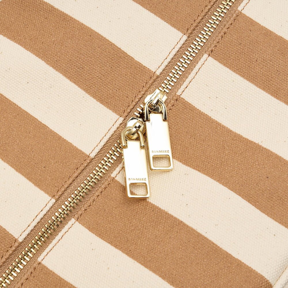 Bon Voyage Weekender Bag - Coated Tan Stripe Canvas Bags