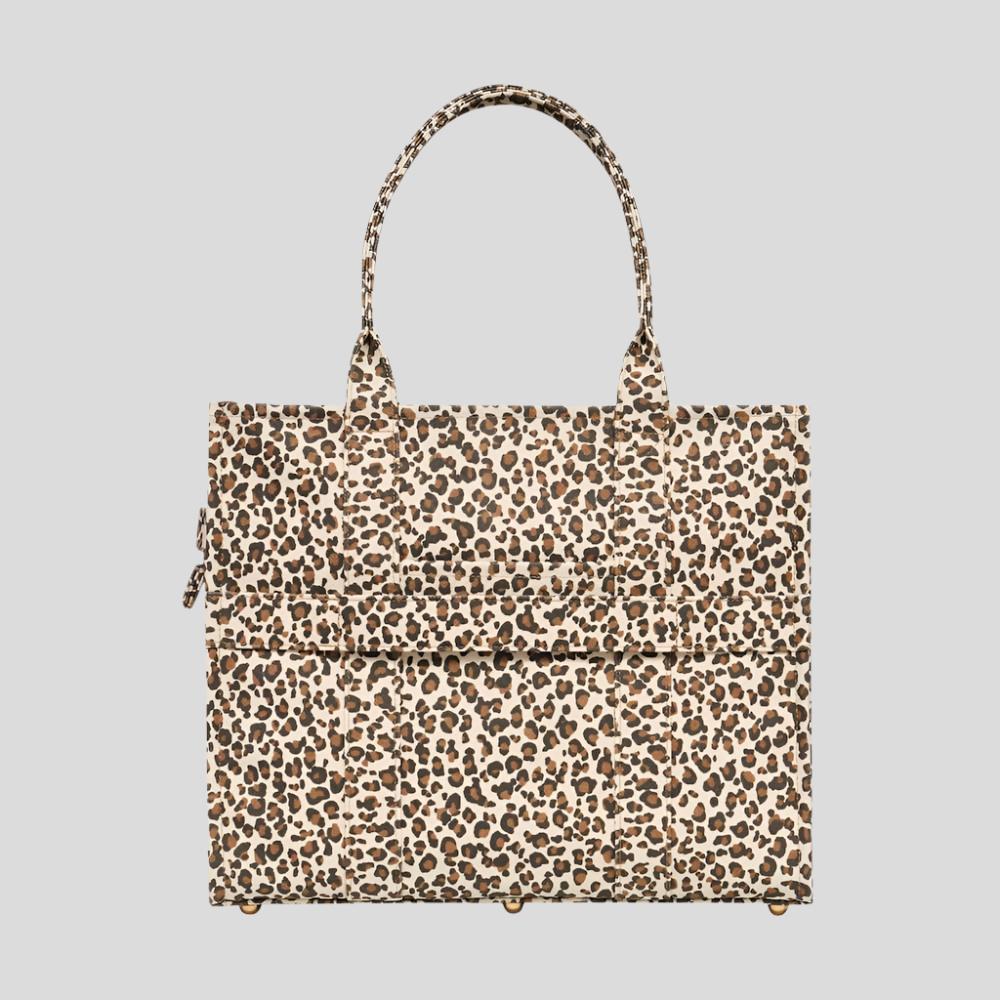 Large Bon Vivant Structured Tote Bag - Tan Leopard Bags
