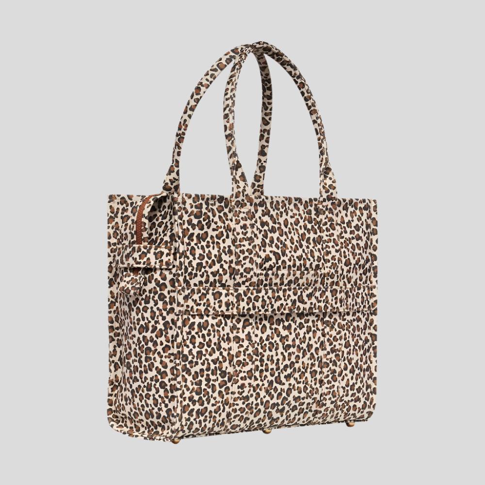 Large Bon Vivant Structured Tote Bag - Tan Leopard Bags