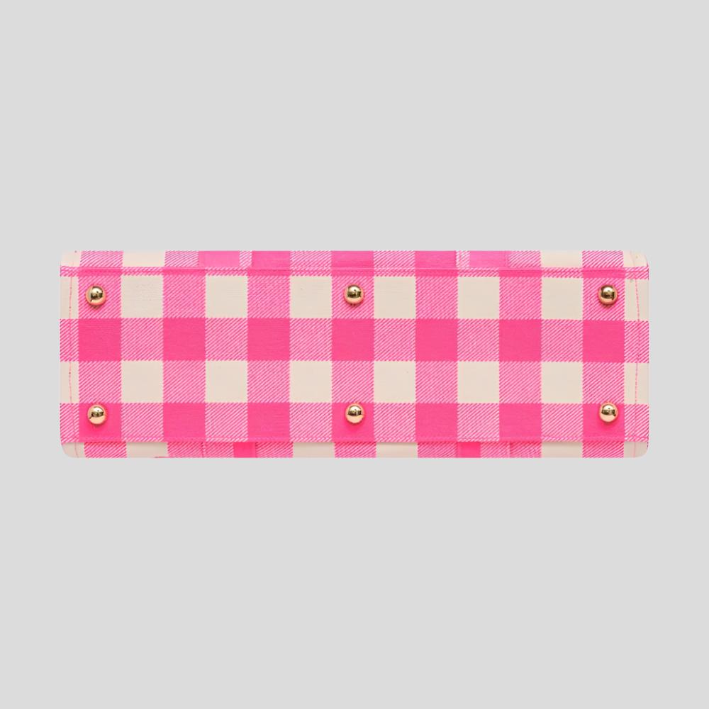 Large Bon Vivant Structured Tote Bag - Neon Pink Gingham Bags