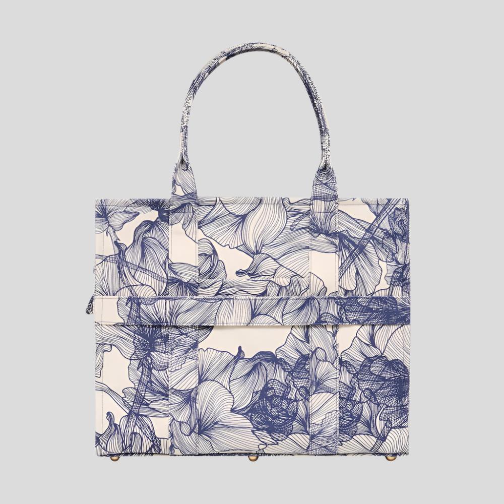 Large Bon Vivant Structured Tote Bag - Navy Floral Bags