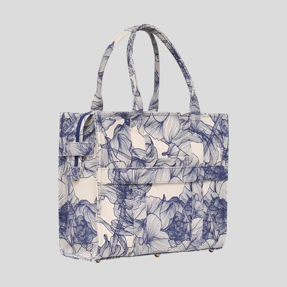 Large Bon Vivant Structured Tote Bag - Navy Floral Bags