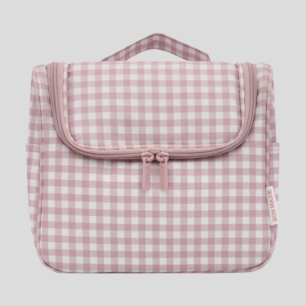 Bon Voyage Travel Toiletry Bag - Milk Tea Gingham Toiletry Bags