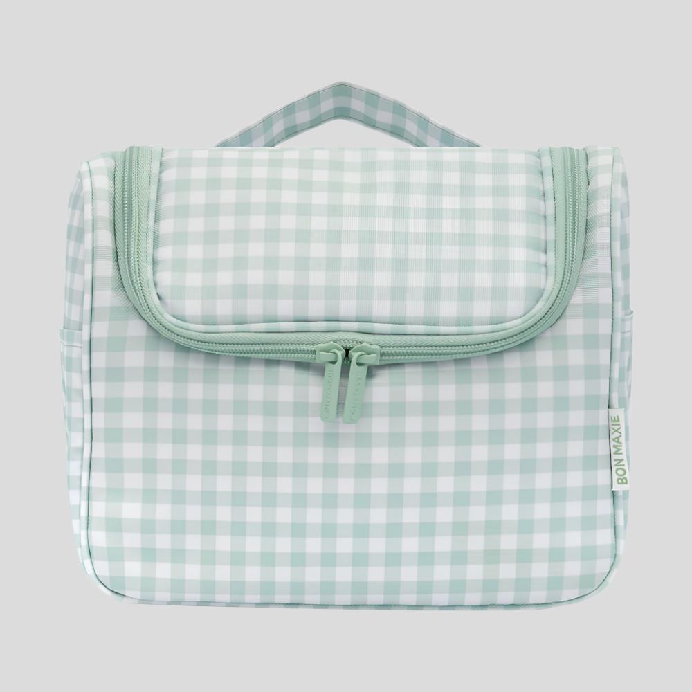 Bon Voyage Travel Toiletry Bag - Sage Gingham Toiletry Bags