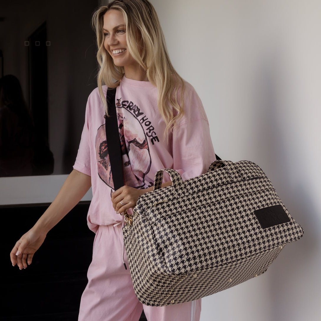Bon Voyage Weekender Bag - Houndstooth Weekender Bag