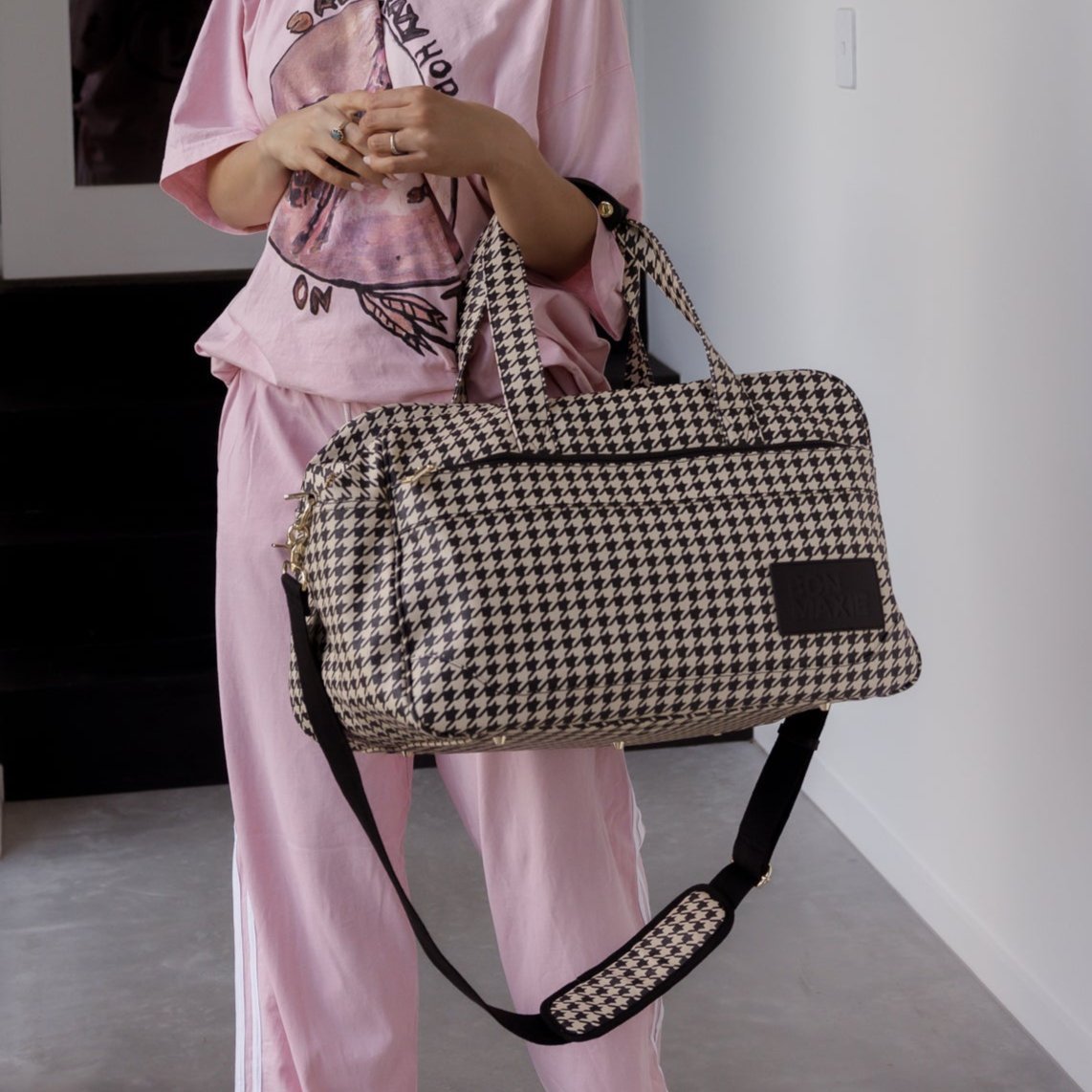Bon Voyage Weekender Bag - Houndstooth Weekender Bag
