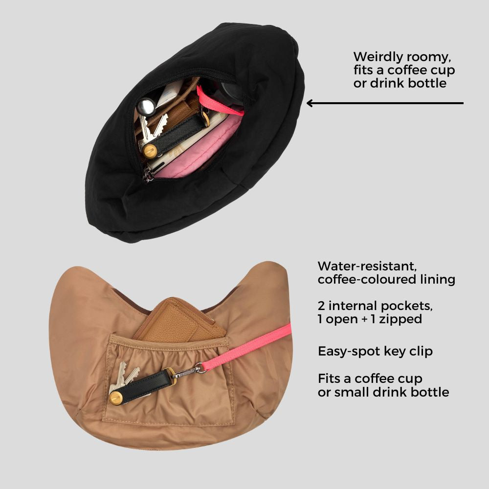 Crescent Handle Bag in technical nylon - Black