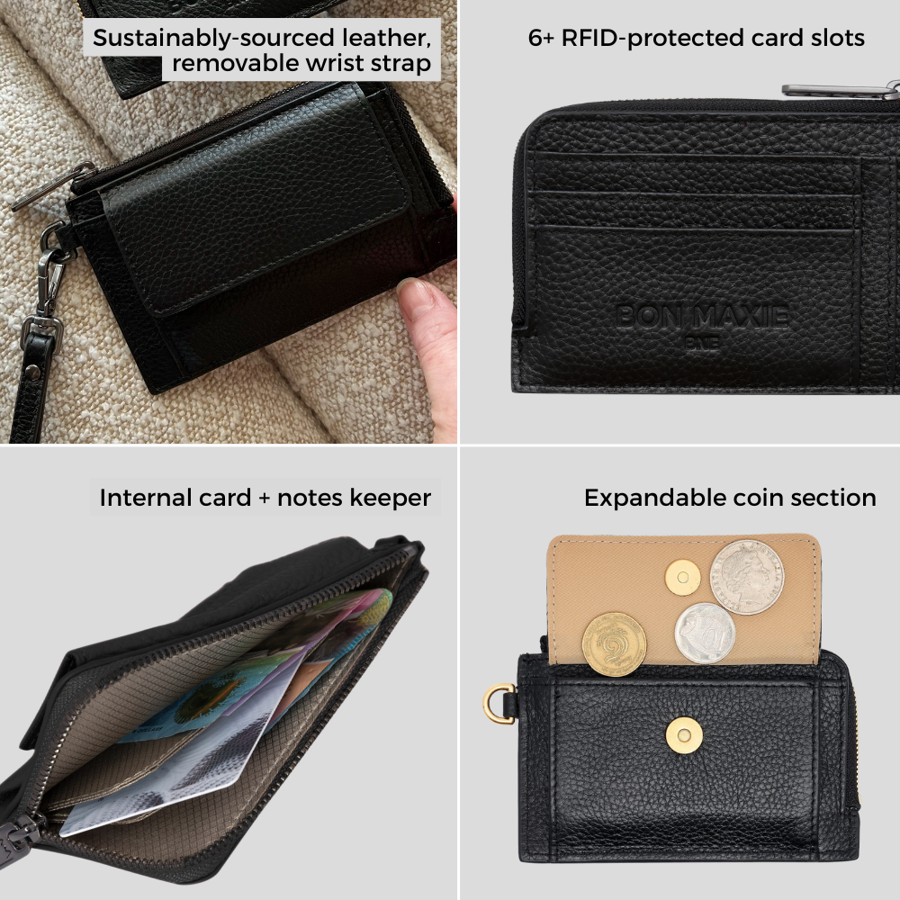 Everyday Mini Wallet in full-grain pebbled leather -- Black