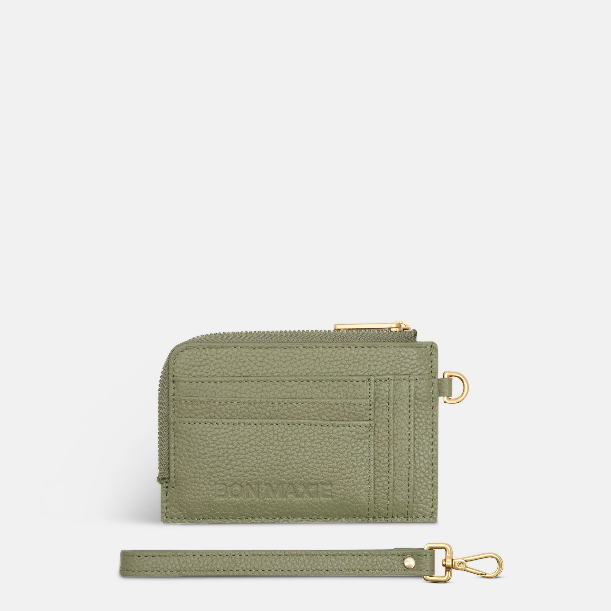 Load video: Everyday Mini Wallet in pebbled leather -- Sage