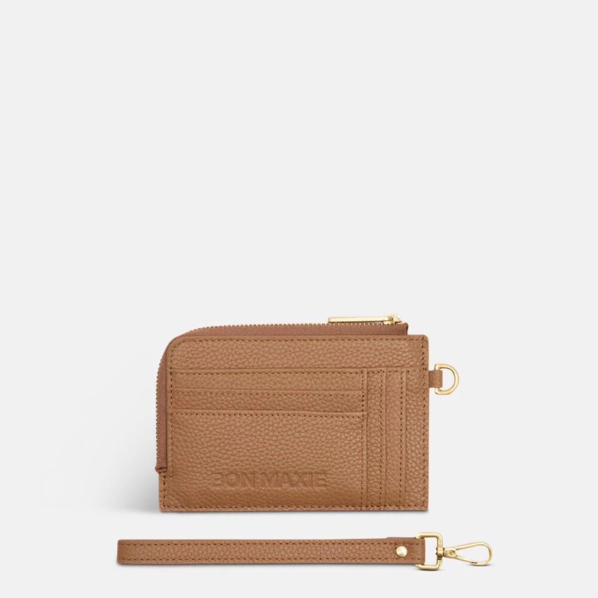 Load video: Everyday Mini Wallet in pebbled leather -- Tan