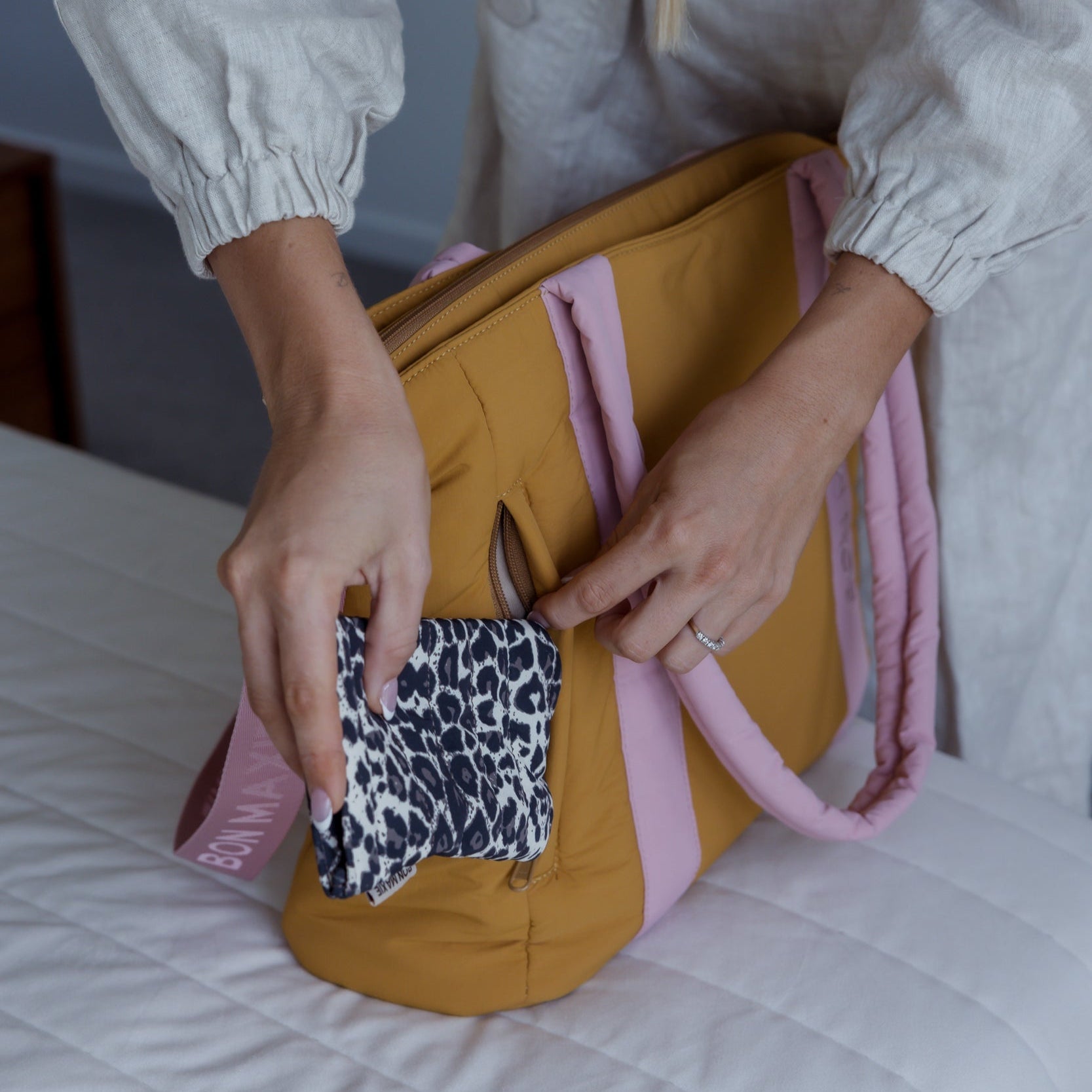 Everyday Tote Bag -- Pink/Mustard