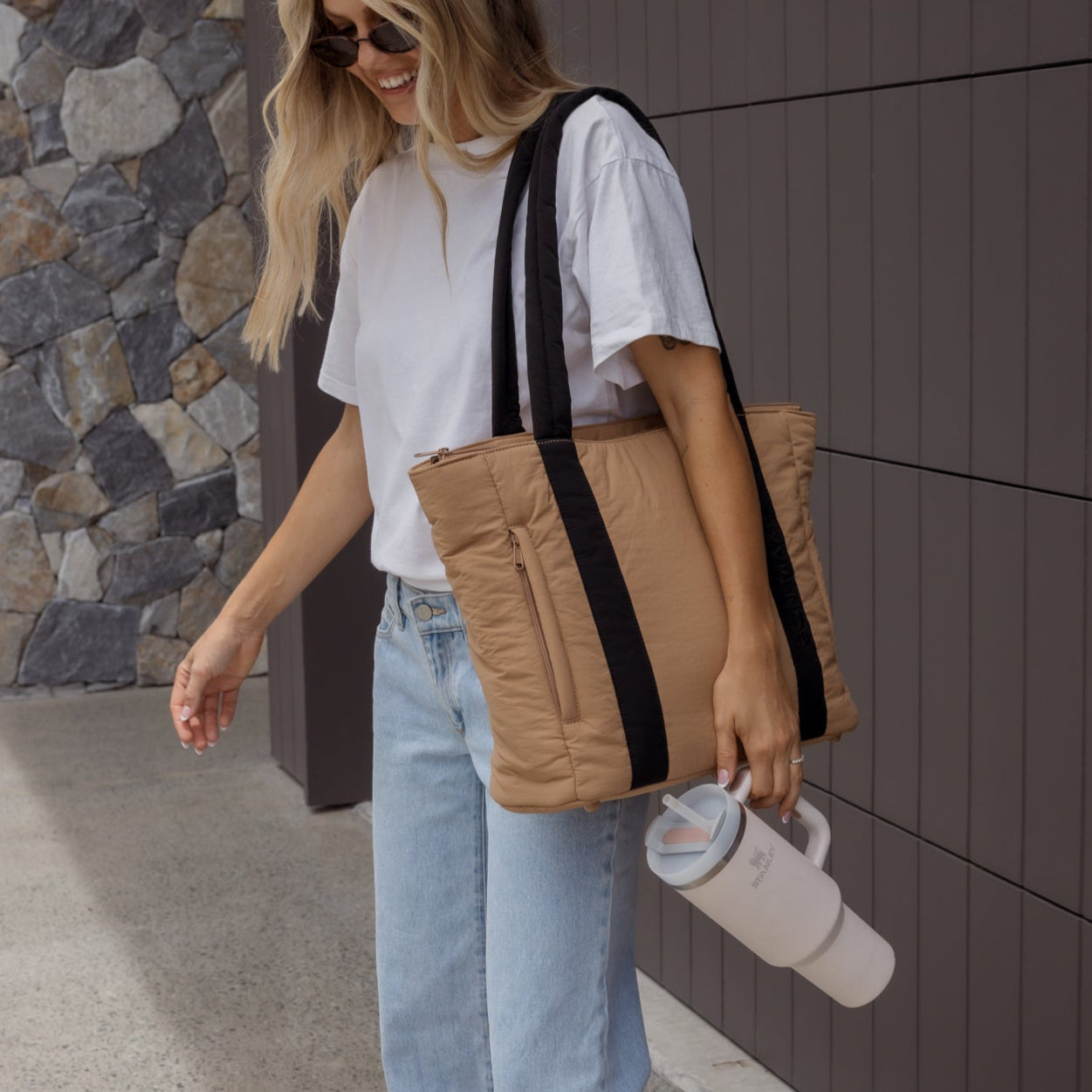 Everyday Tote Bag -- Tan/Black