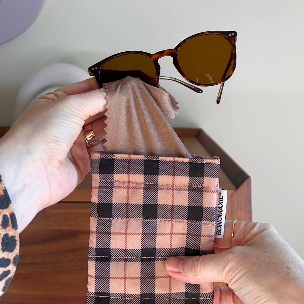 Easy - Squeezy Glasses Case - Tan Tartan Glasses Case