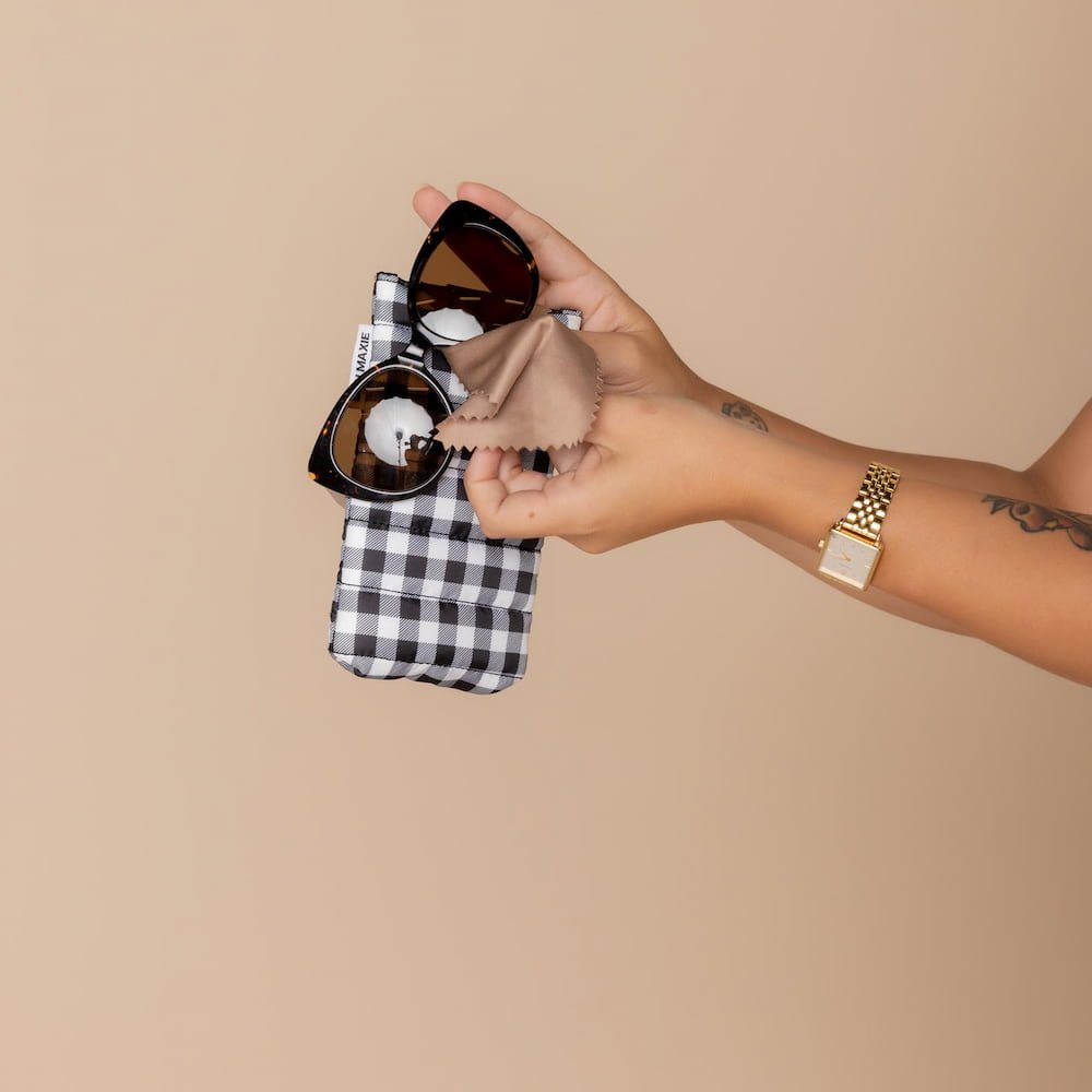 Easy - Squeezy Glasses Case - Black Gingham Glasses Case