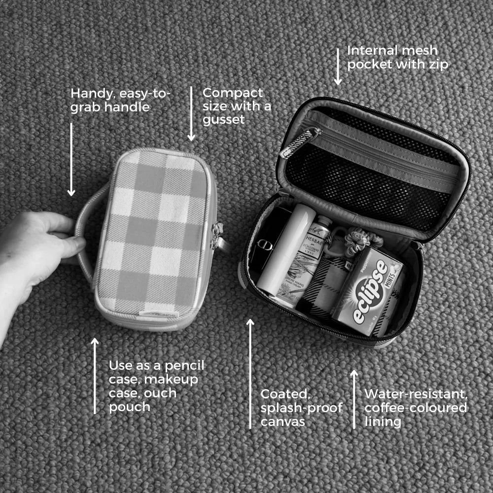 Handy Handle Case in signature coated canvas -- Tan Stripe