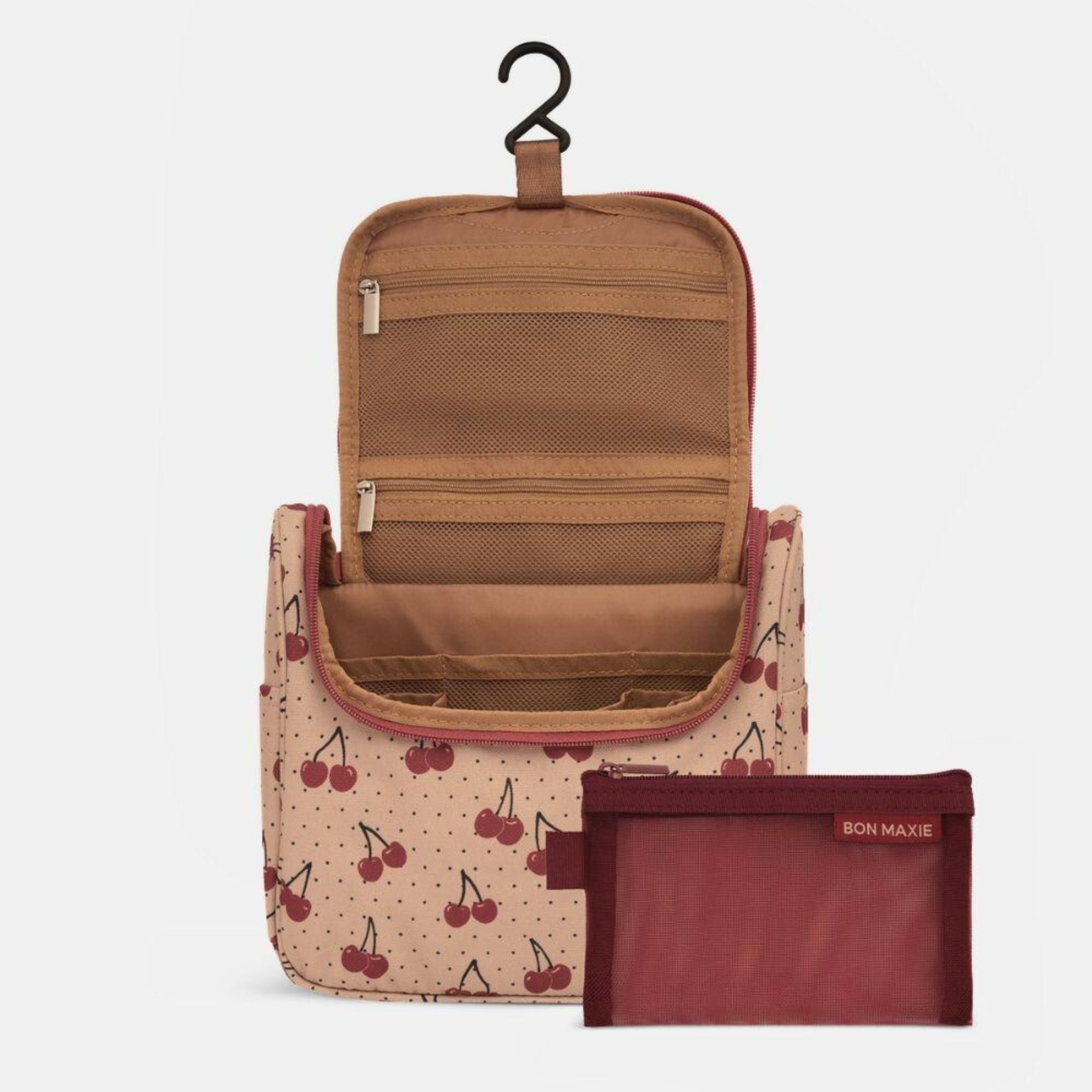 Hanging Toiletry Bag + Pouch Set with 15 pockets -– Cherries