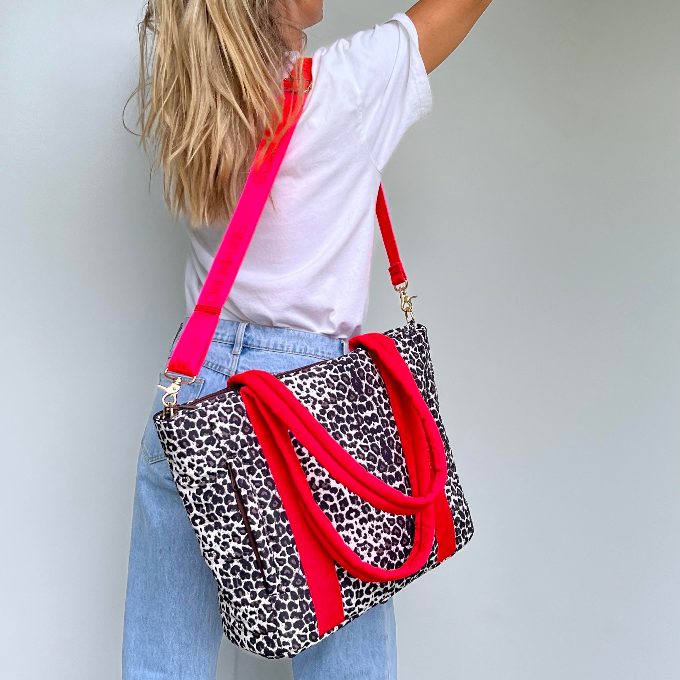 Everyday Tote Bag -- Red/Leopard