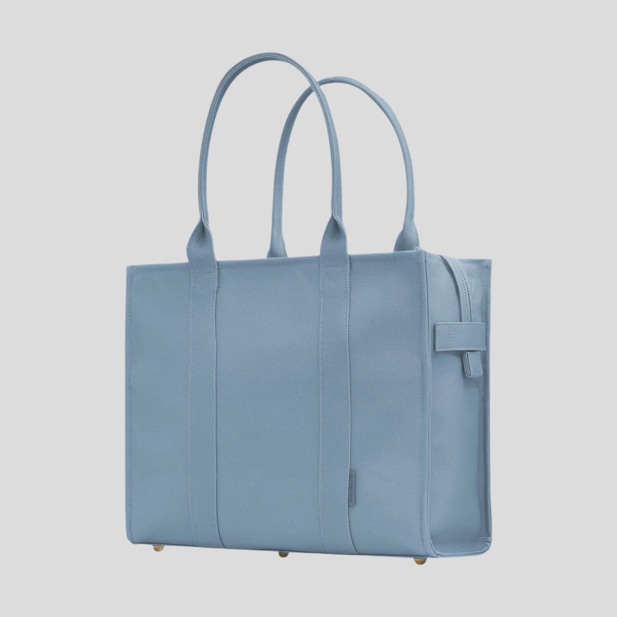 Large Structured Tote Bag in signature coated canvas -- Denim Blue