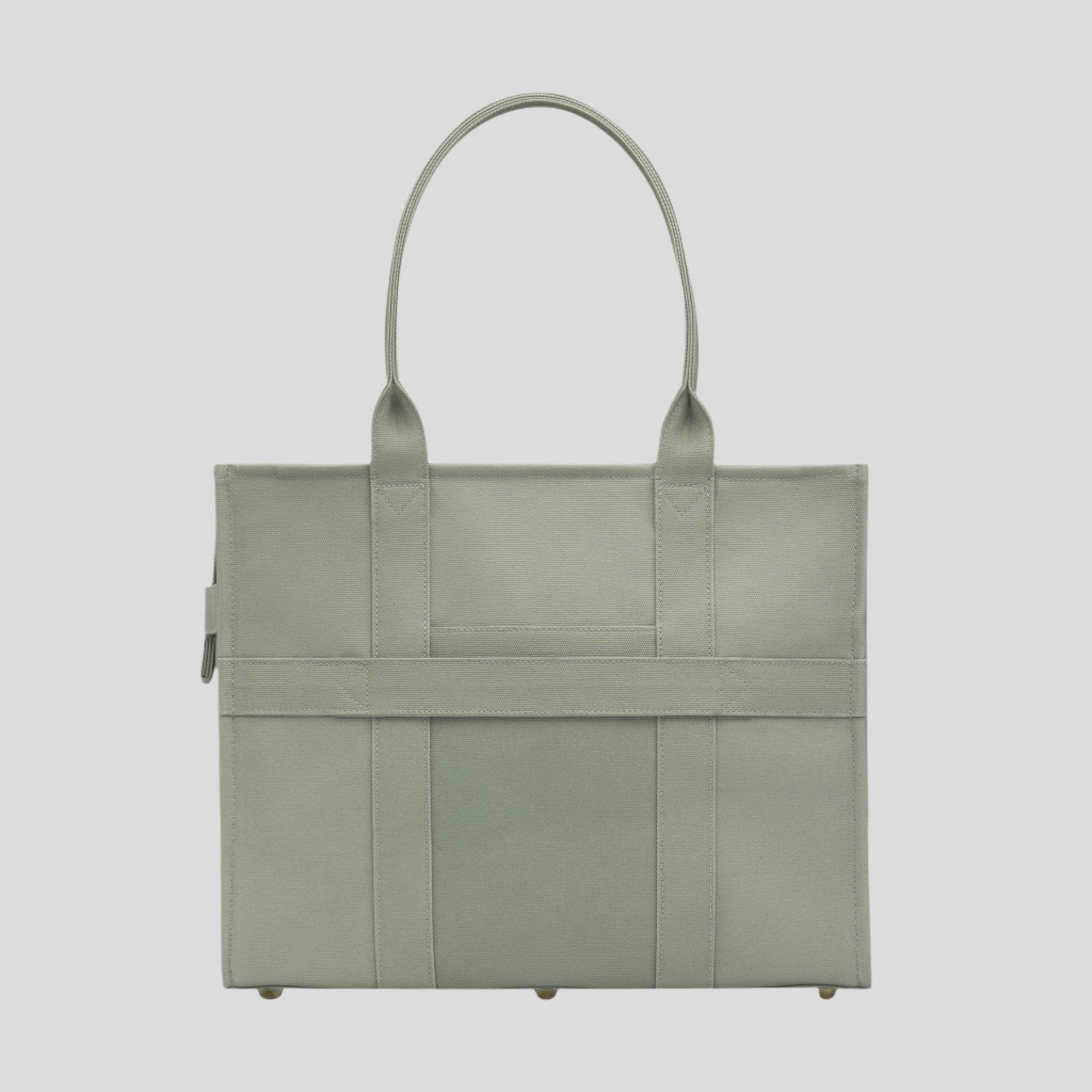 Large Structured Tote Bag in signature coated canvas -- Sage