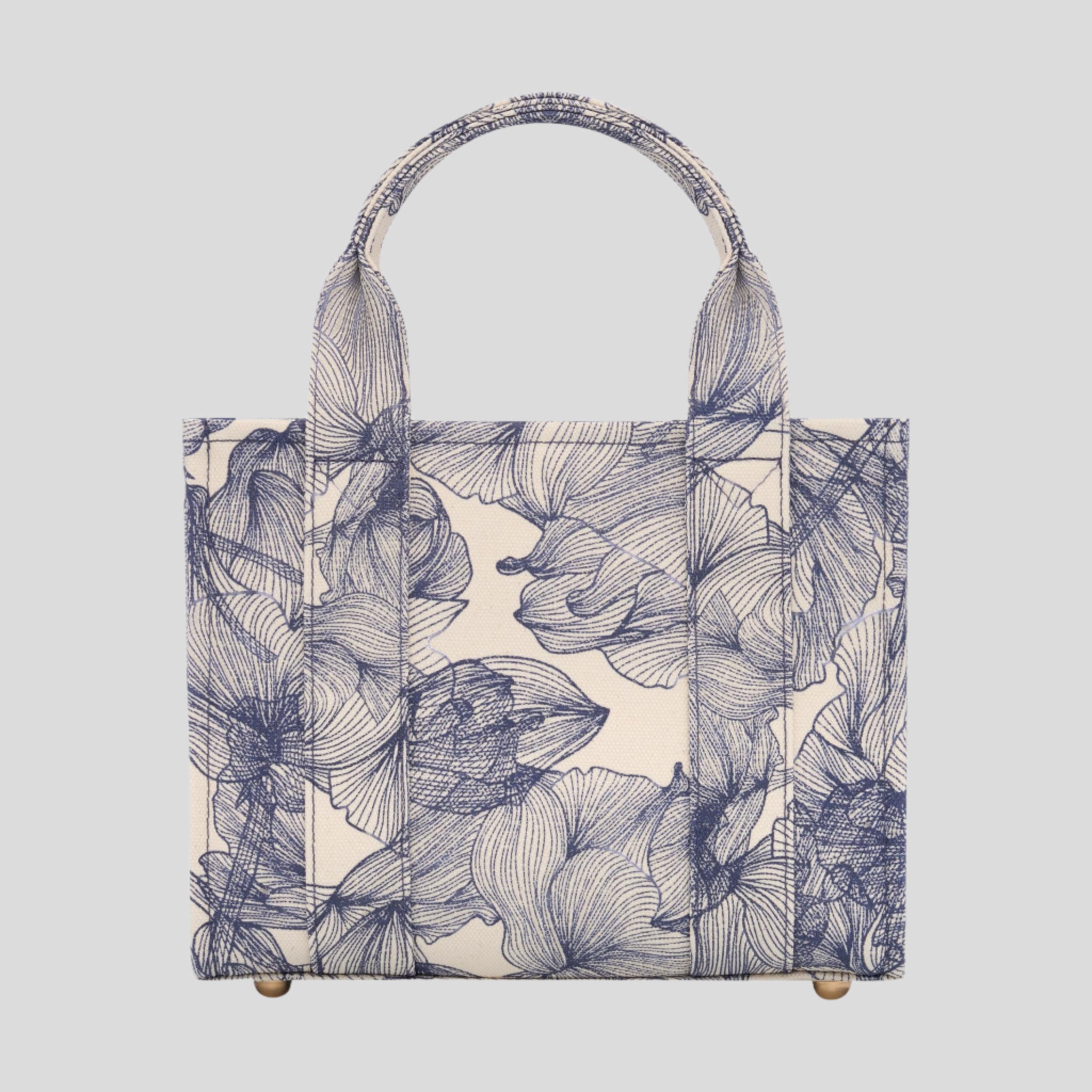 Micro Structured Tote Bag in signature coated canvas -- Navy Floral
