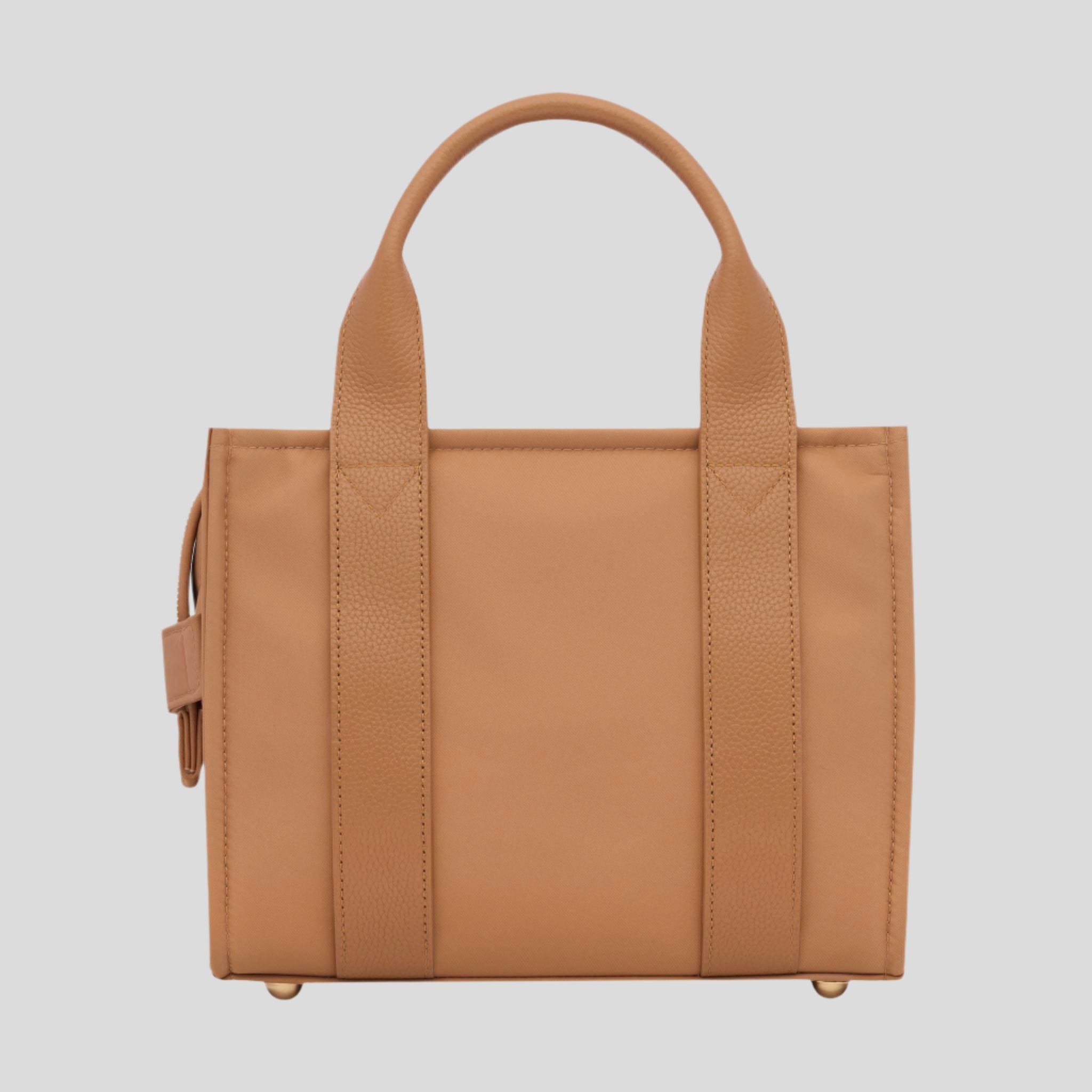 Micro Structured Tote Bag in nylon with leather -- Tan