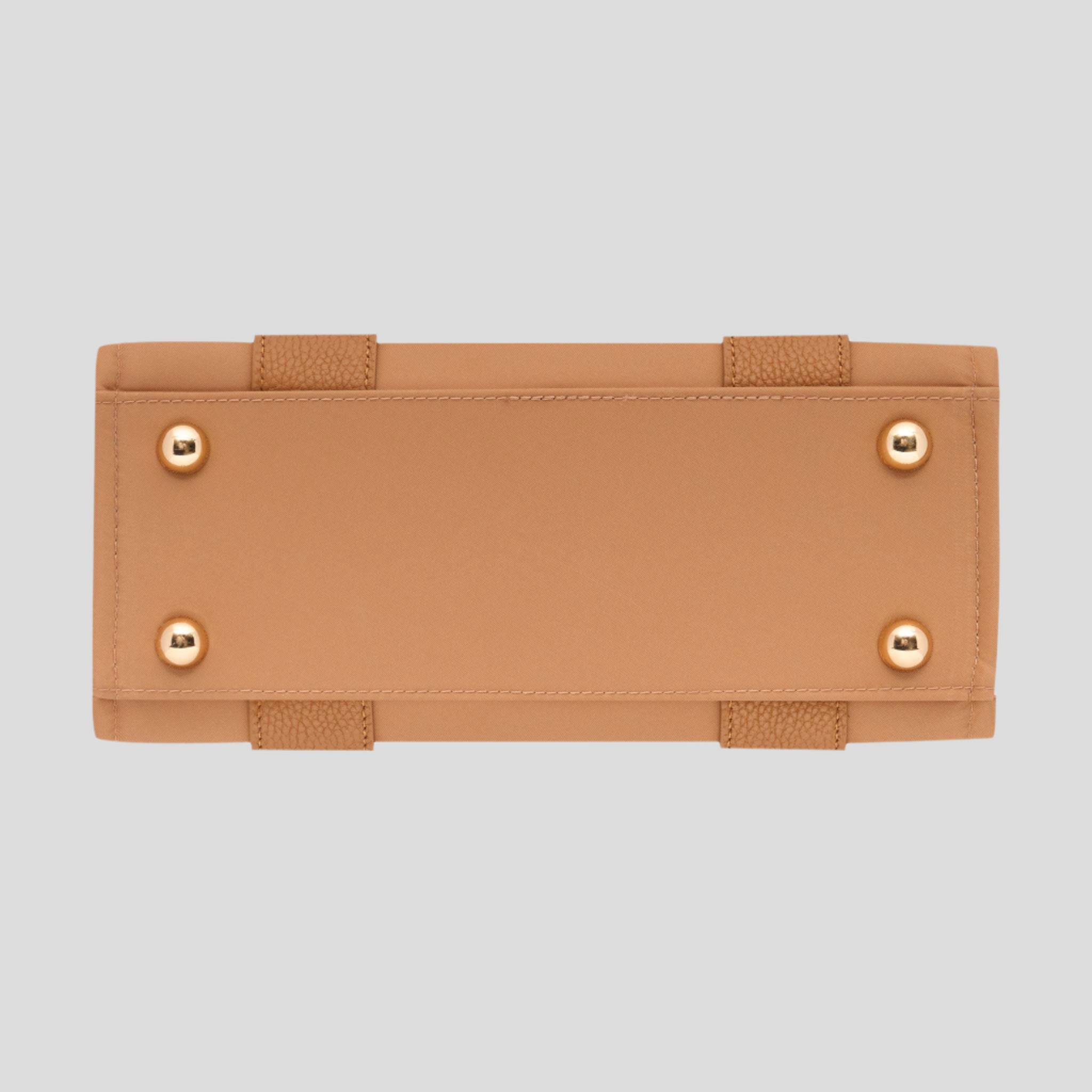 Micro Structured Tote Bag in nylon with leather -- Tan