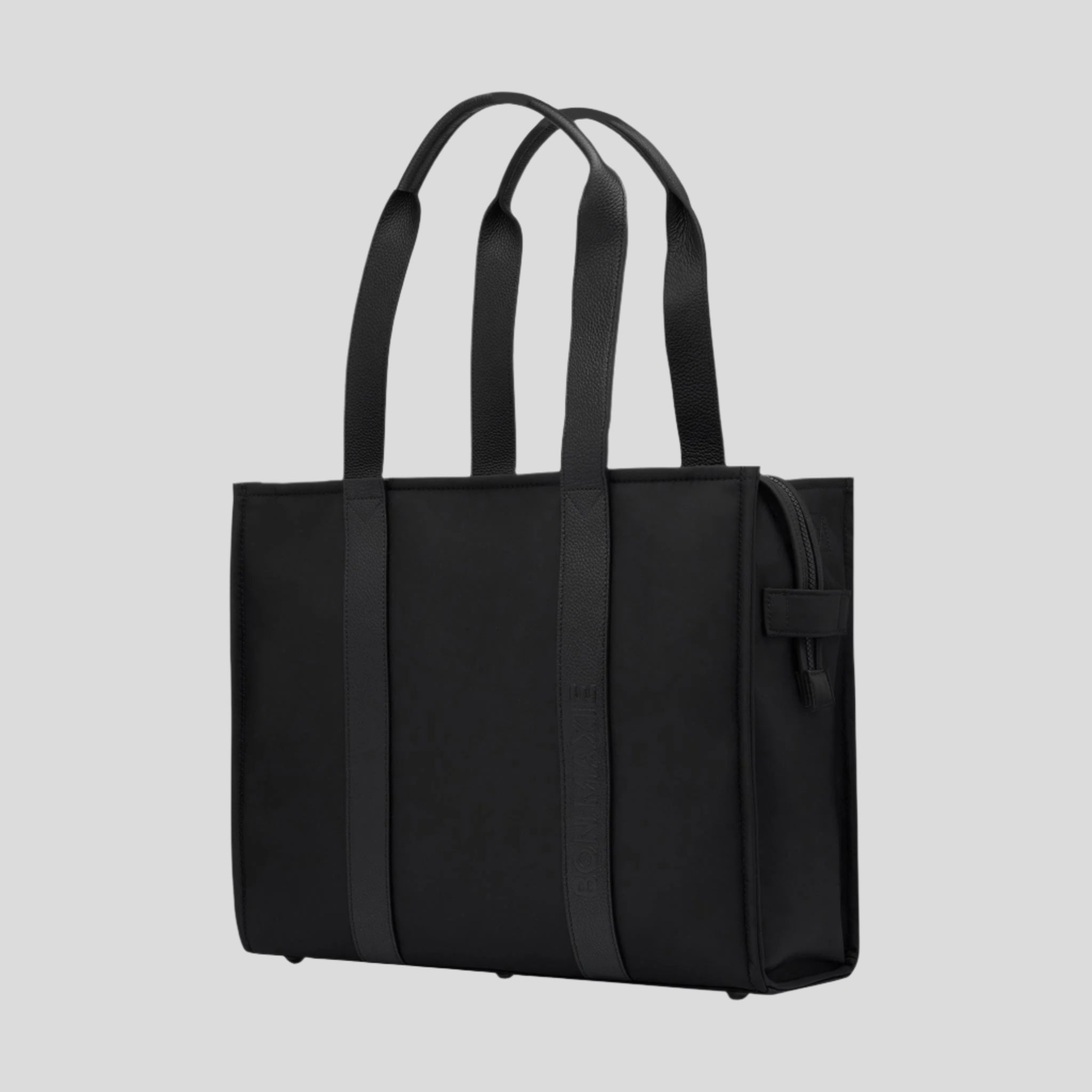 Large Structured Tote Bag - Black (Leather/Nylon)