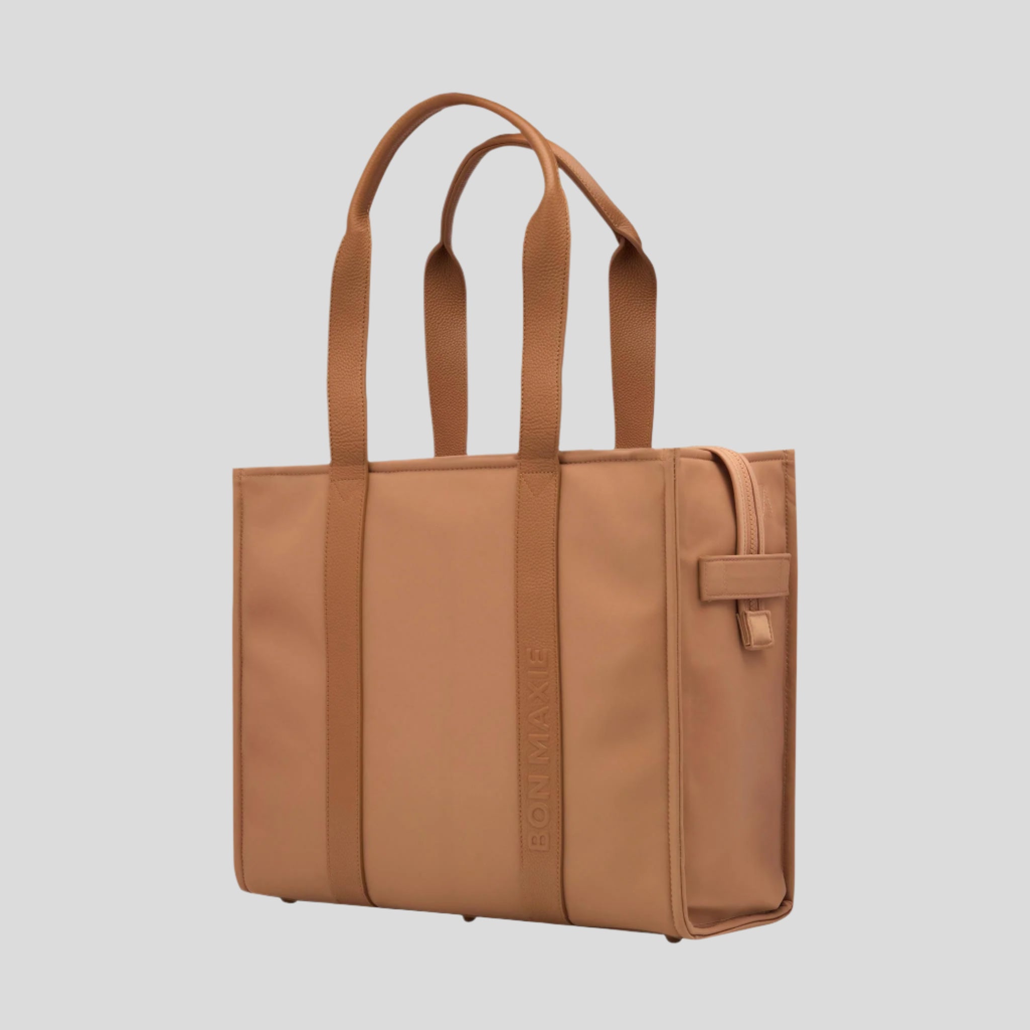 Large Structured Tote Bag - Tan (Leather/Nylon)