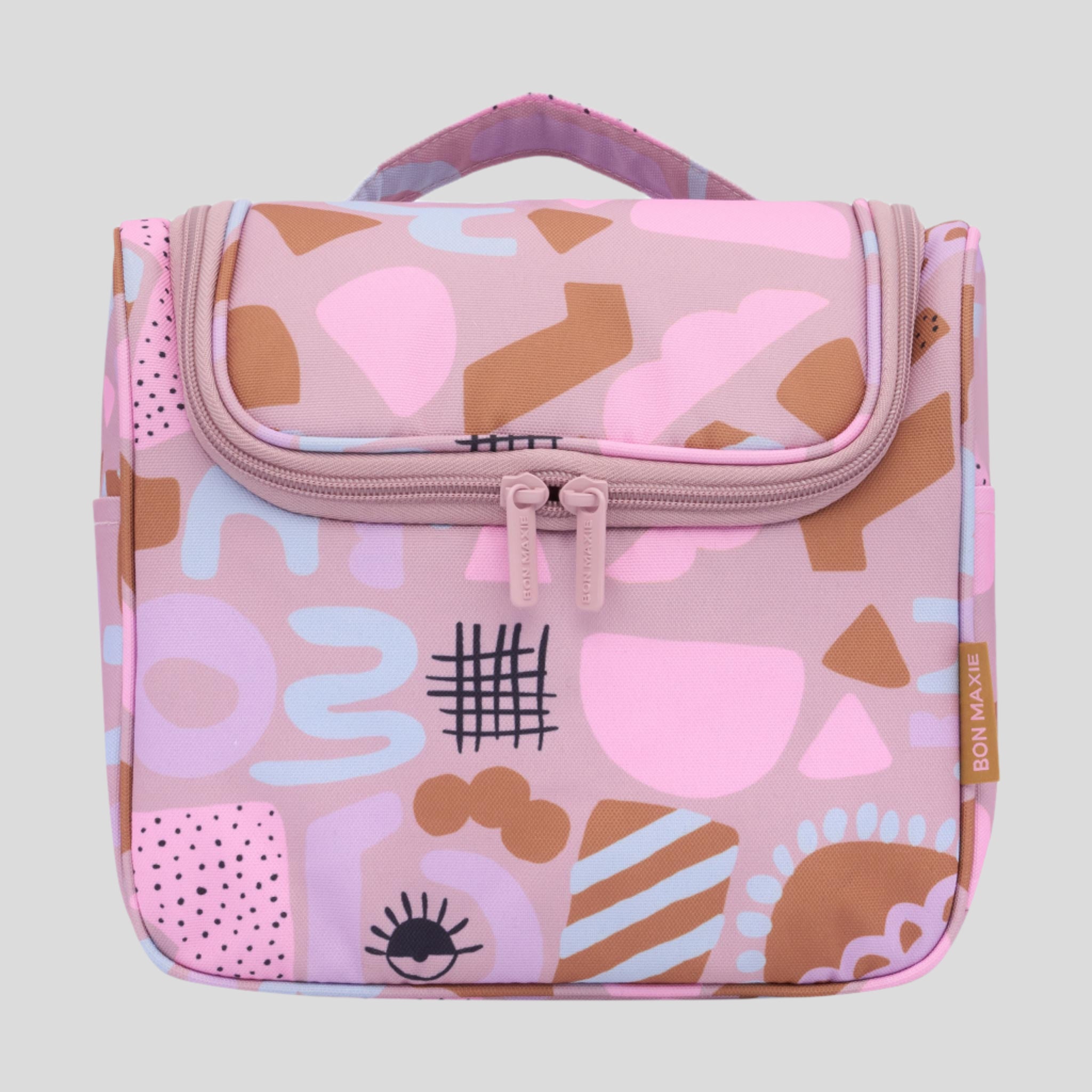 Hanging Toiletry Bag + Pouch Set with 15 pockets -- Eye Love Dusty Rose