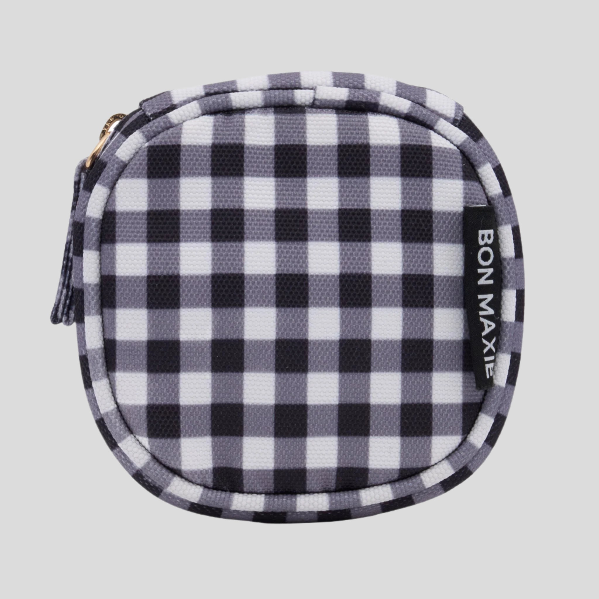 Travel Jewellery Case in water-resistant nylon -- Black Gingham