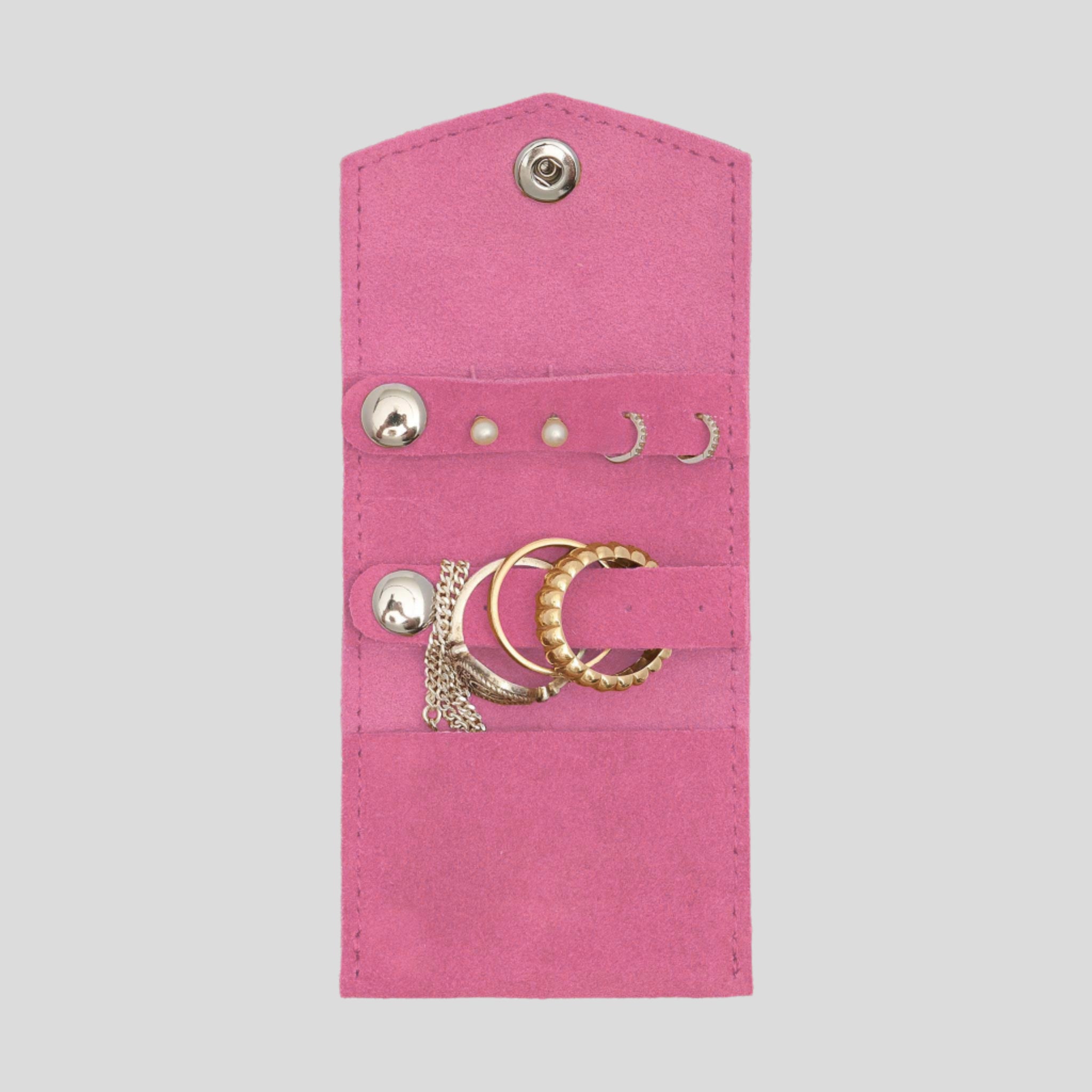 Mini Jewellery Case in microsuede -- Dark Pink