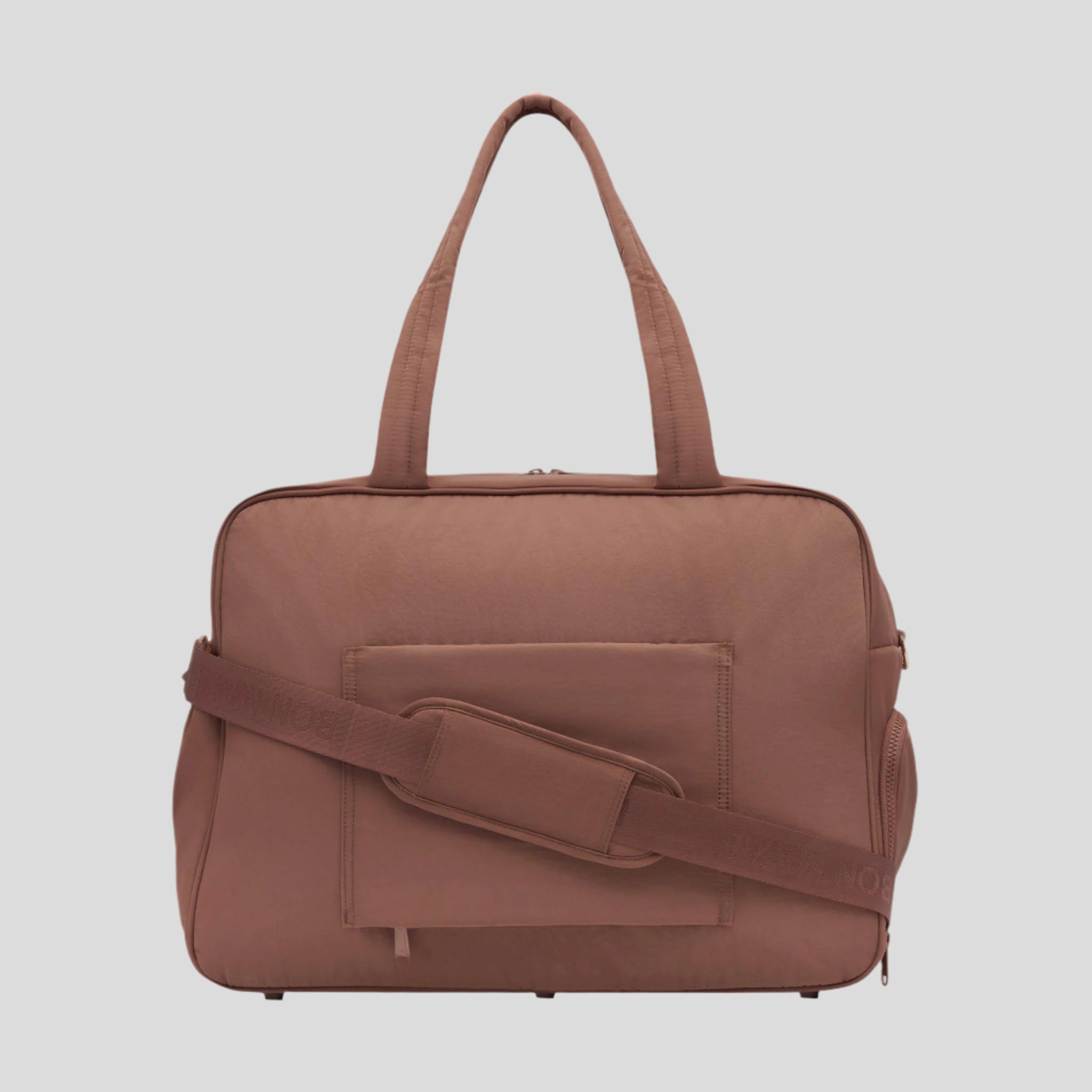 Weekender Duffel Bag in water-resistant nylon -- Chocolate